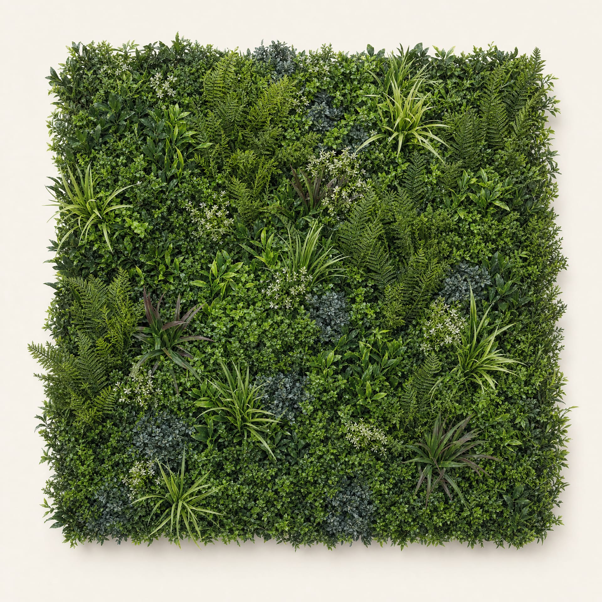 Wildwood artificial green wall panel, front view